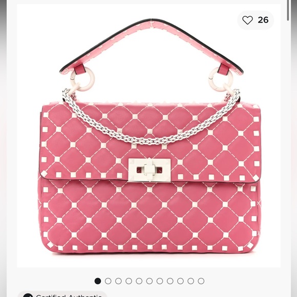 Valentino Garavani Pink Studded Shoulder Bag - Picture 6 of 6